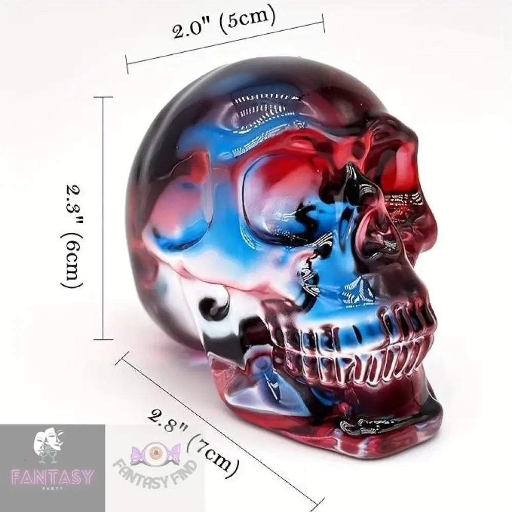 Skull Head Ornament - Blue & Red