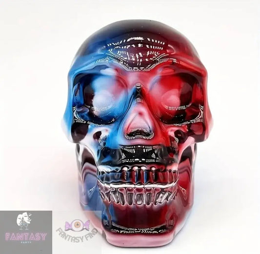 Skull Head Ornament - Blue & Red