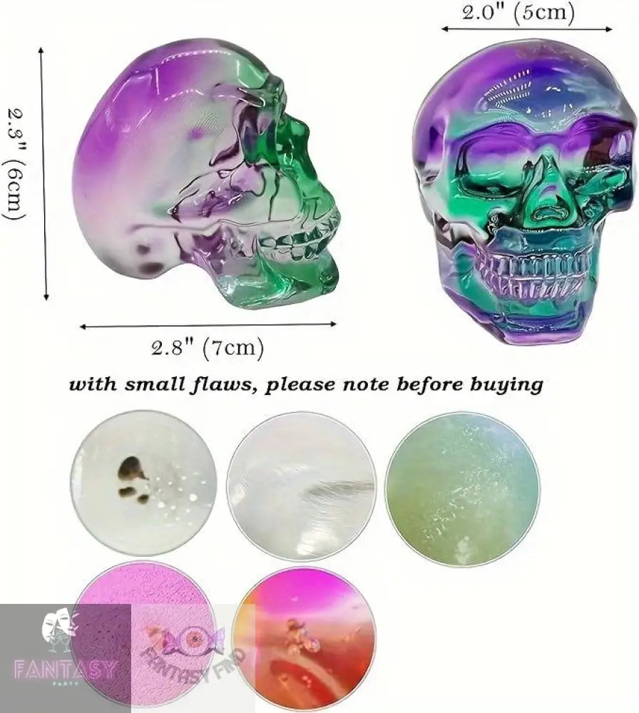 Skull Head Ornament - Purple Green