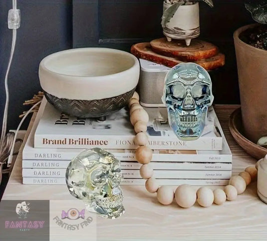 Skull Head Ornament - White Ab