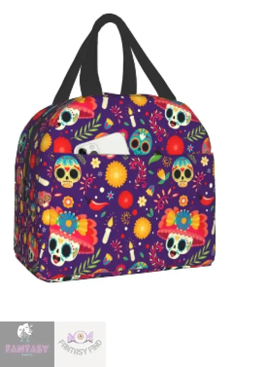 Skull Lunch Bag-Purple