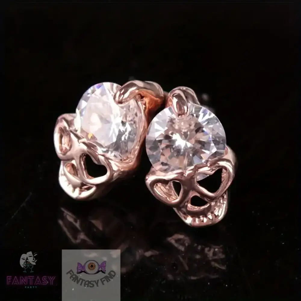 Skull Shaped Stud Earrings - Silvery