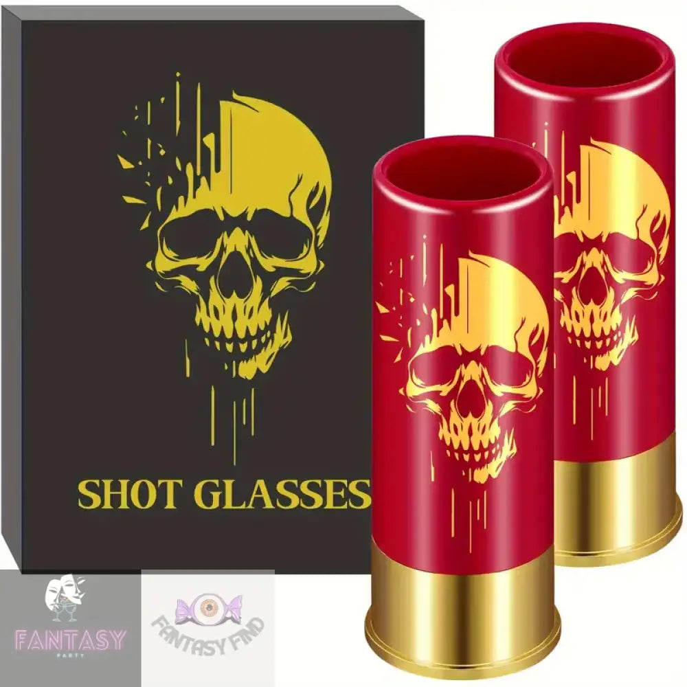 Skull Shot Glasses Set Of 2 - Red