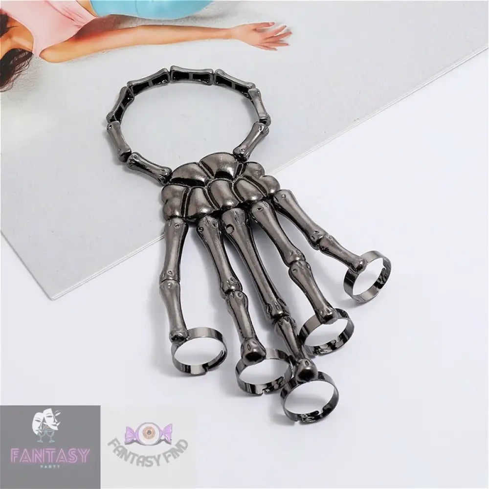 Skull Skeleton Bracelet - Gothic Hand Elasticity Black