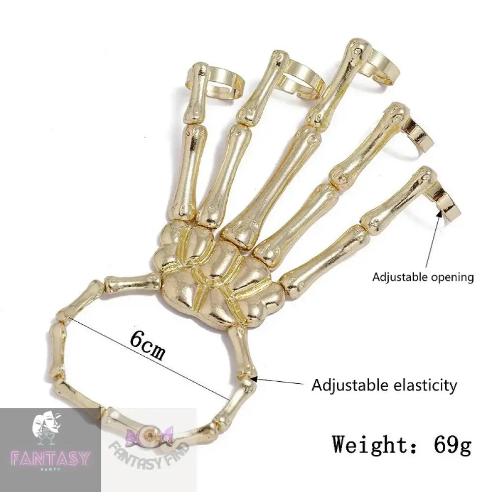 Skull Skeleton Bracelet - Gothic Hand Elasticity Gold