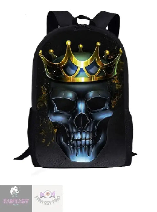 Skull Wearing Crown Black Backpack