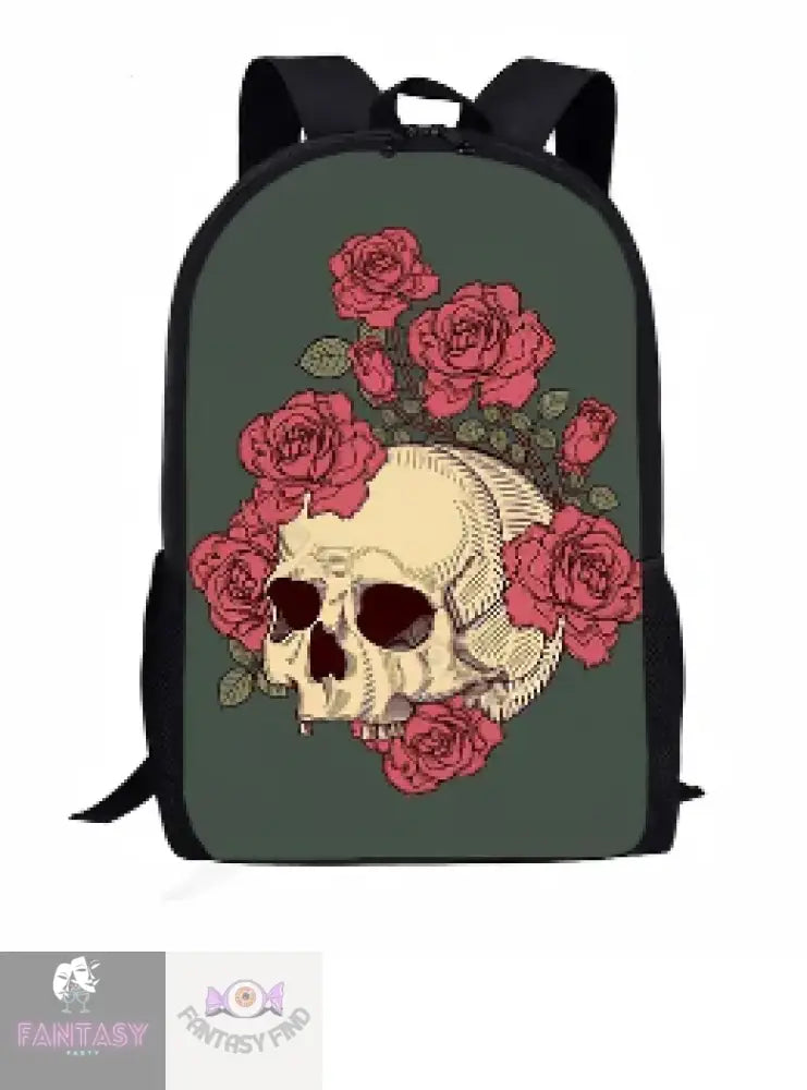 Skull With Red Roses Backpack