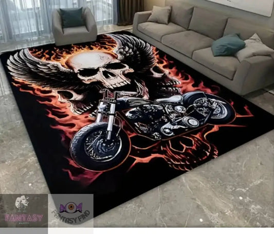 Skull With Wings Motorbike Rug