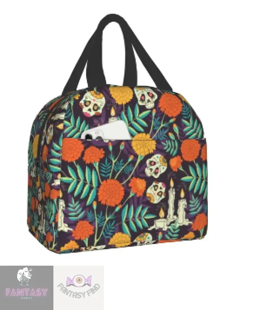 Skulls With Flowers Lunch Bag