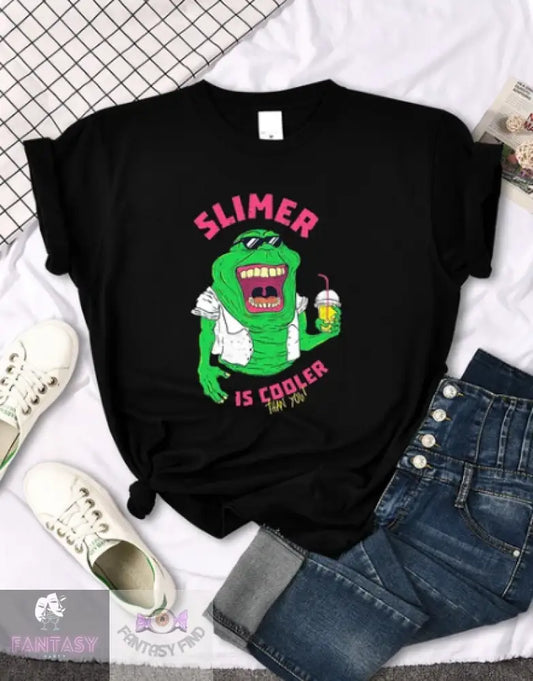 Slimer Is Cooler Women T Shirt - Black