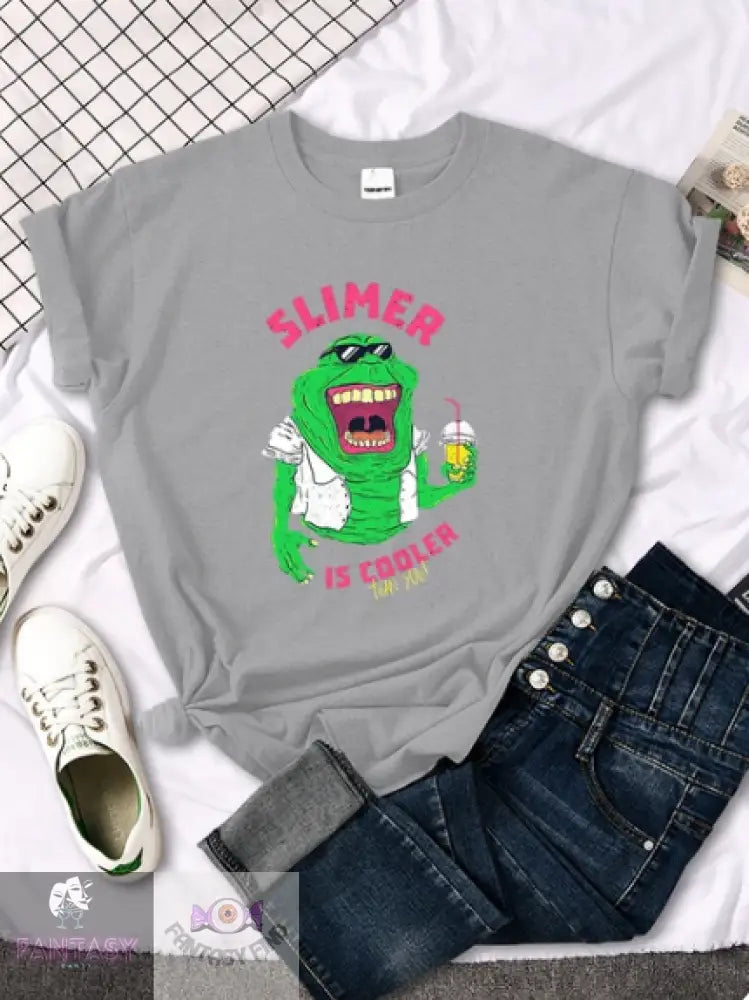 Slimer Is Cooler Women T Shirt - Gray