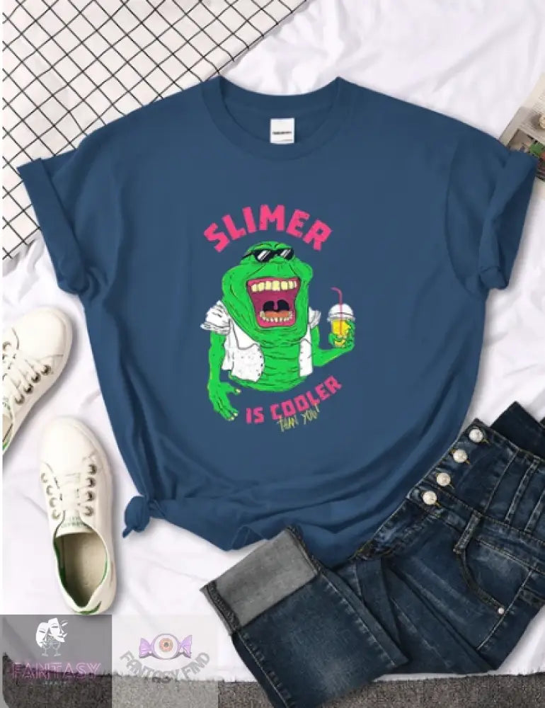 Slimer Is Cooler Women T Shirt - Haze Blue