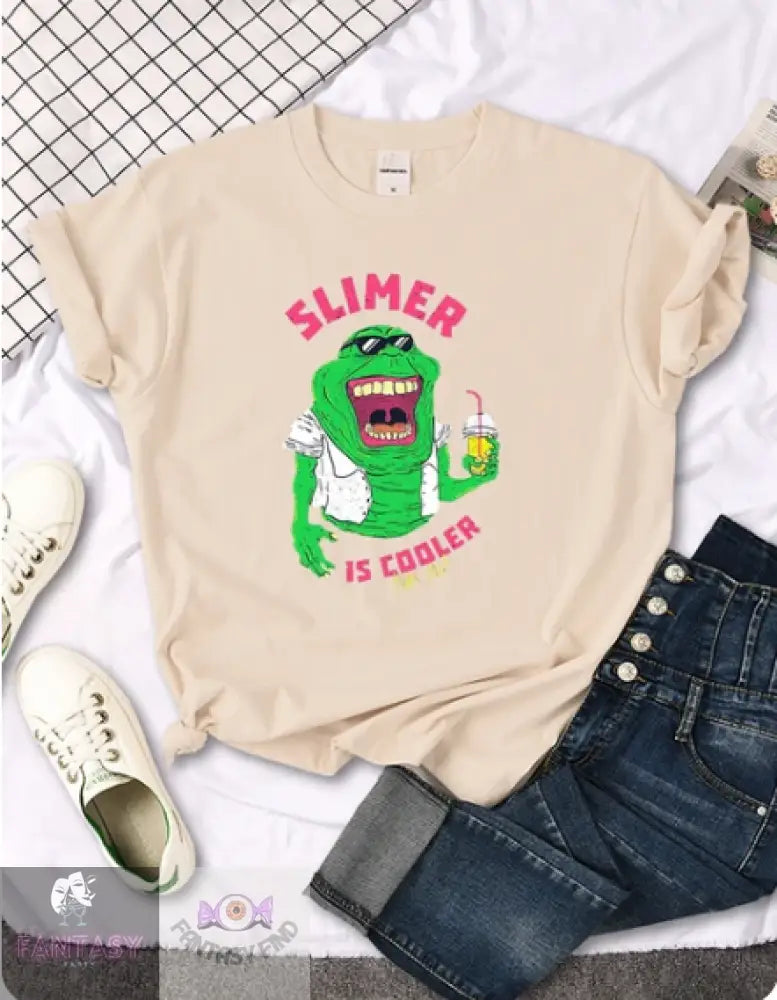 Slimer Is Cooler Women T Shirt - Khaki