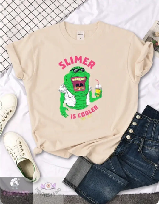 Slimer Is Cooler Women T Shirt - Khaki