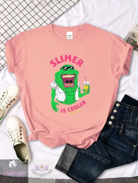 Slimer Is Cooler Women T Shirt - Pink