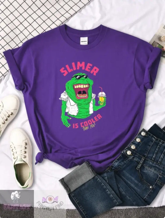 Slimer Is Cooler Women T Shirt - Purple