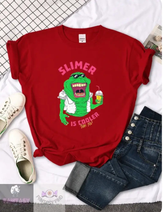 Slimer Is Cooler Women T Shirt - Red