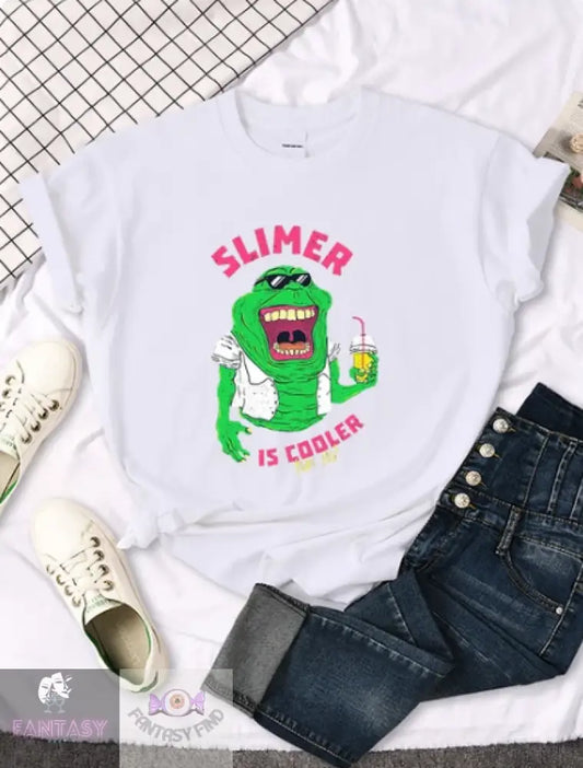 Slimer Is Cooler Women T Shirt - White