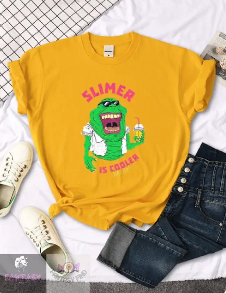 Slimer Is Cooler Women T Shirt - Yellow