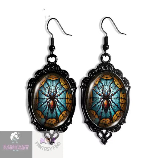 Spider Dangle Blue Earrings