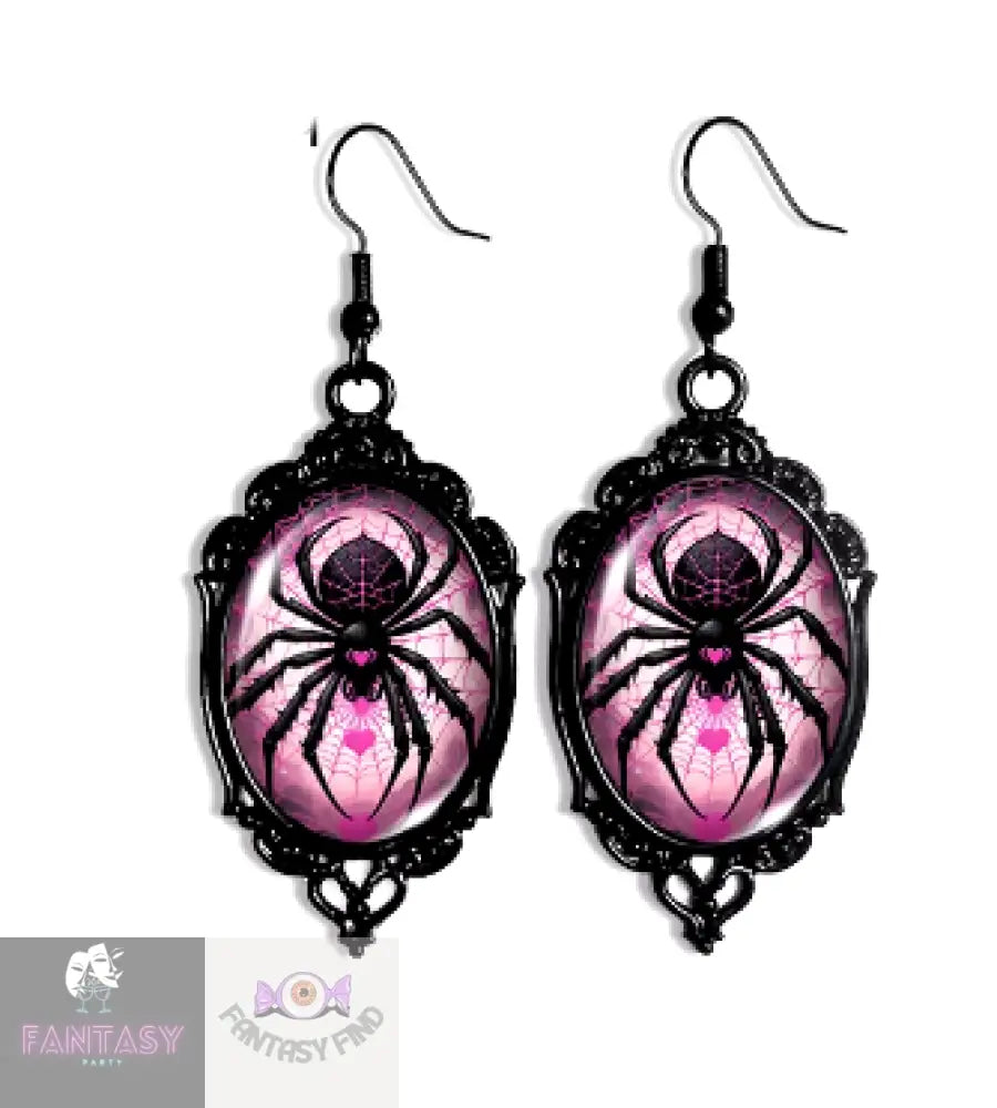 Spider Dangle Pink Earrings