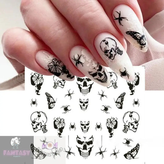 Spiders Web Spider Skull Butterfly - Nail Art