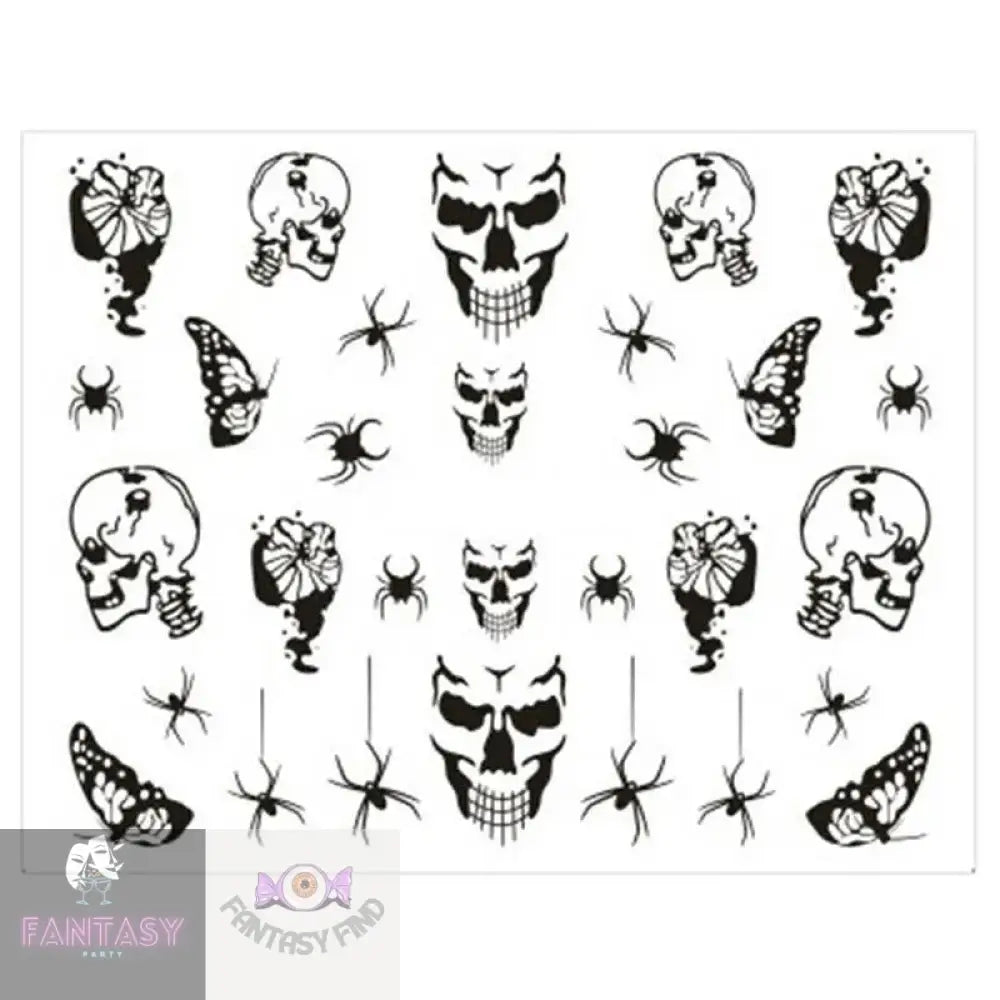 Spiders Web Spider Skull Butterfly - Nail Art