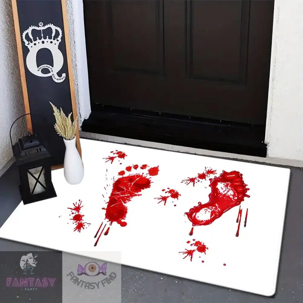 Spooky Halloween Bloody Footprint Bath Mat - 01