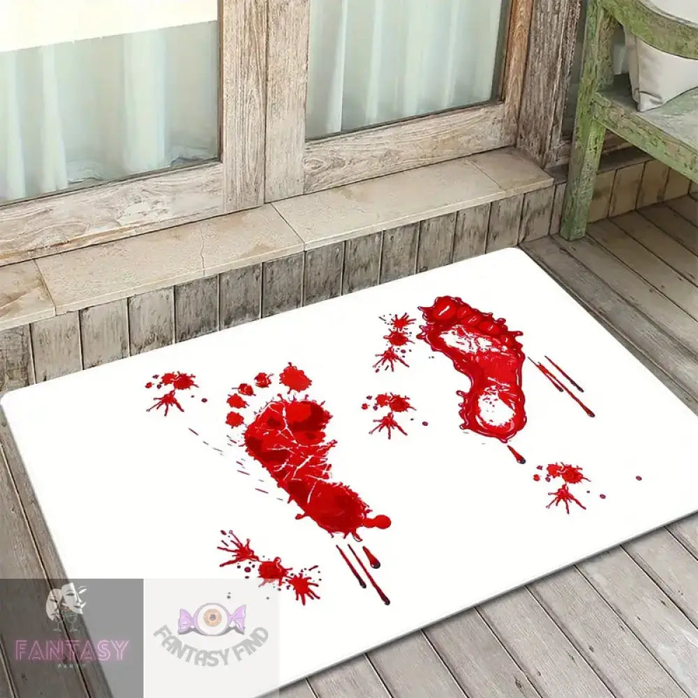 Spooky Halloween Bloody Footprint Bath Mat - 01