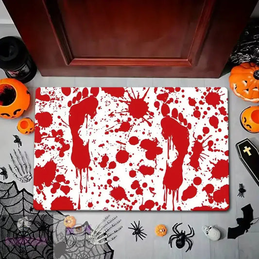 Spooky Halloween Bloody Footprint Bath Mat - 03