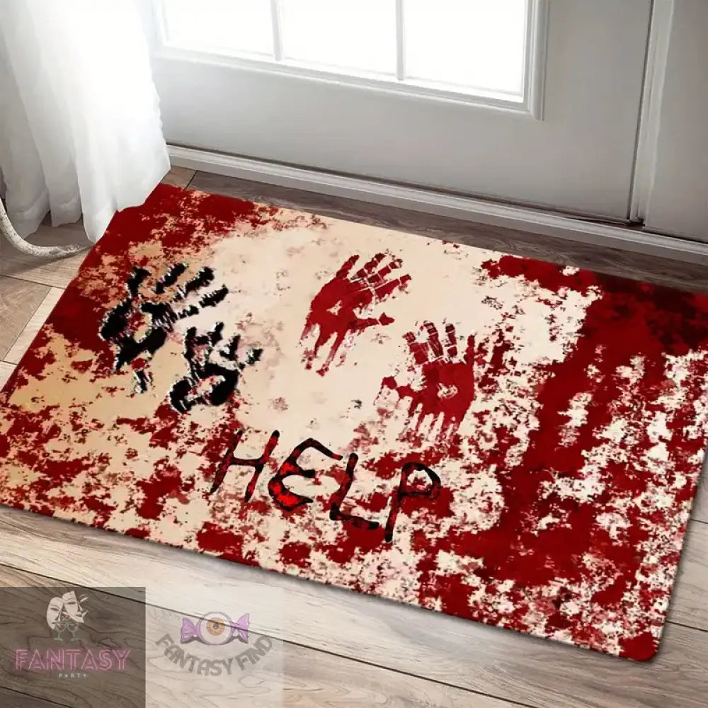 Spooky Halloween Bloody Hand Prints Bath Mat - 02