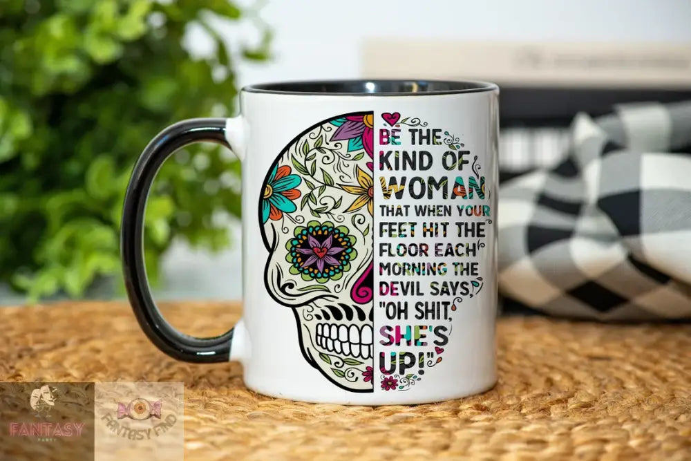 Sugar Skull Mug And Coaster - ’When Your Feet Hit The Floor Devil’