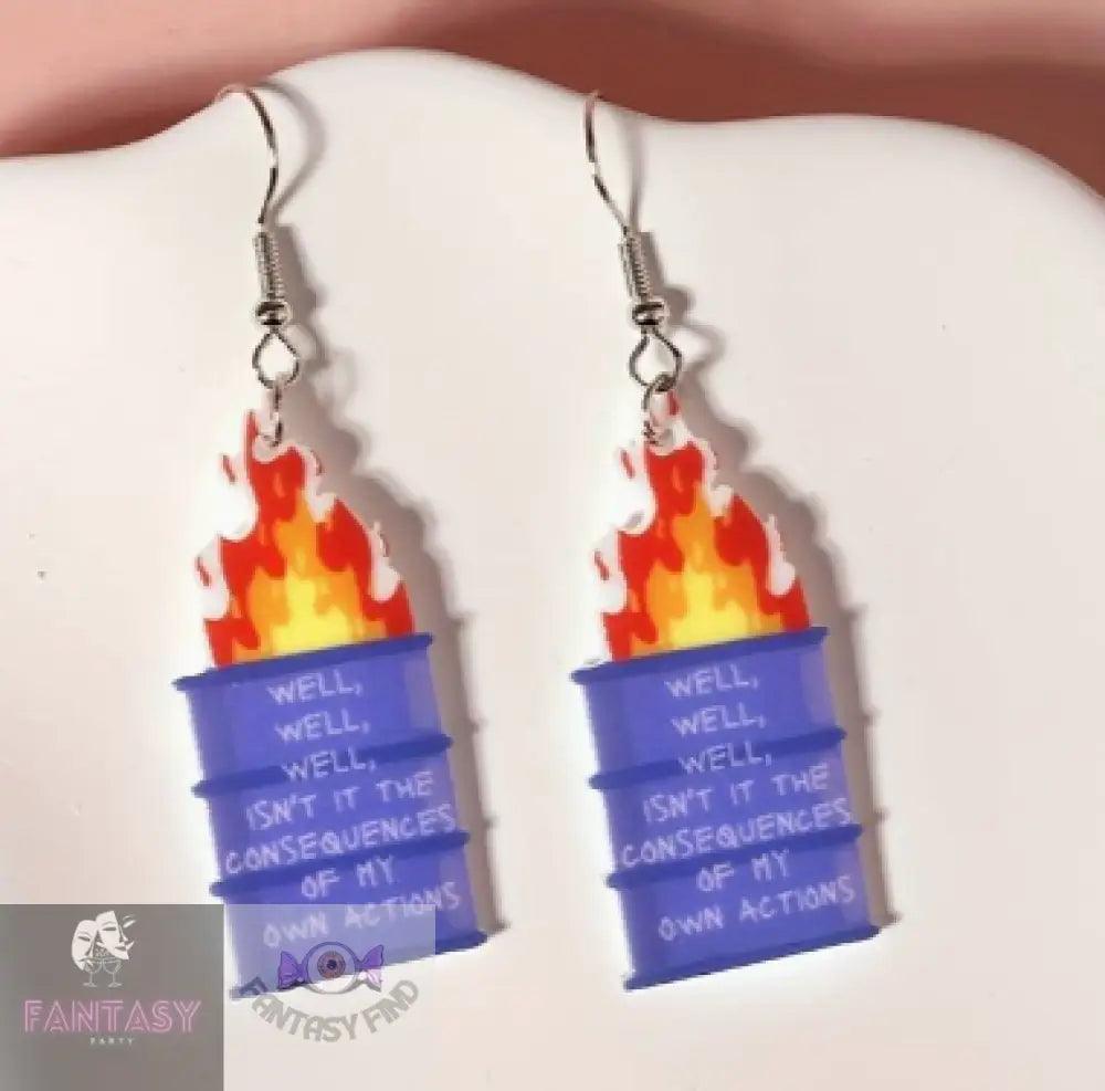 Trash Can Fire Earrings