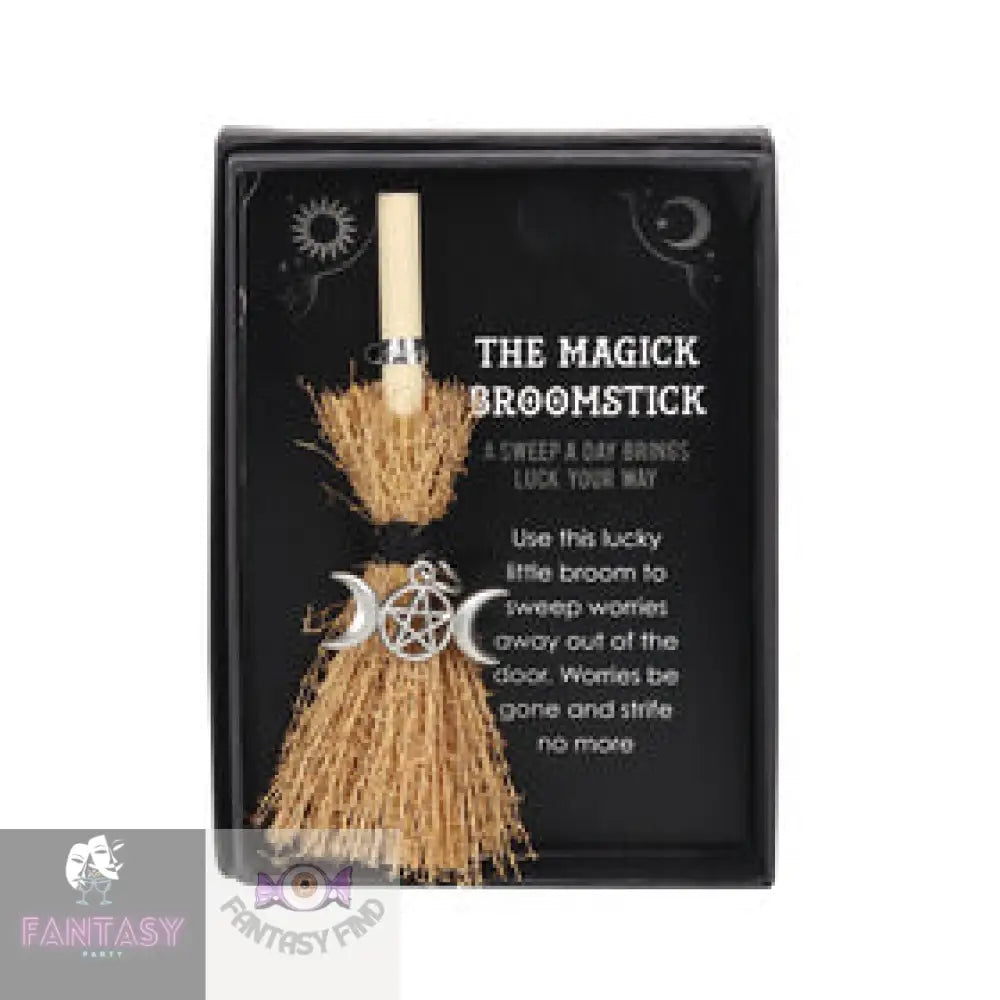 Triple Moon Mini Magick Wood And Grass Broomstick