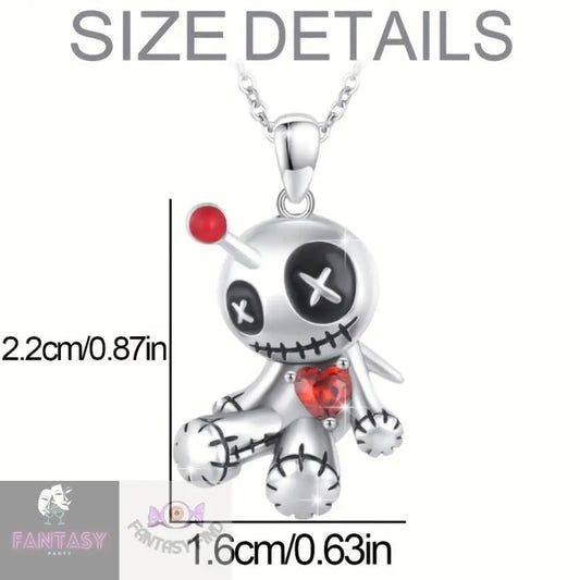 Voodoo Doll Necklace With Red Heart Charm