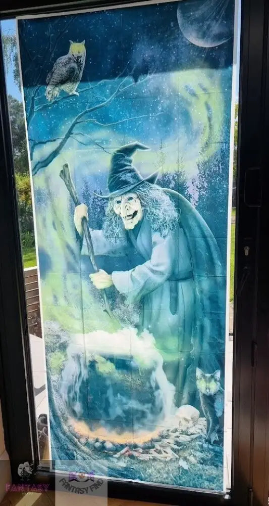 Witch Door Cover Wall Scene Setter Halloween Decoration Poster Scary Horror