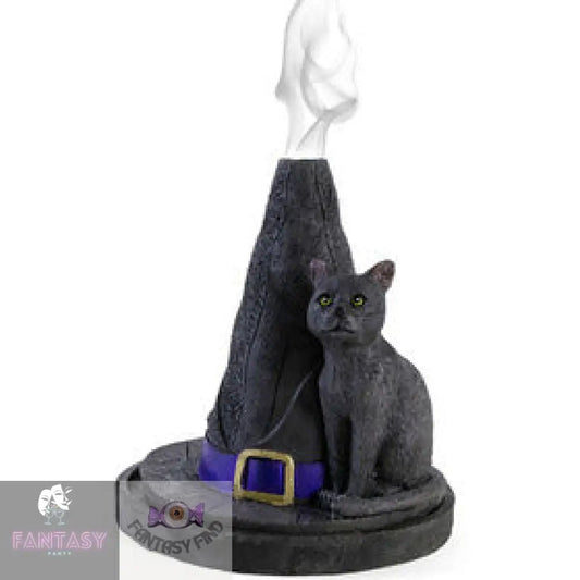 Witch Hat With Cat Incense Cone Holder