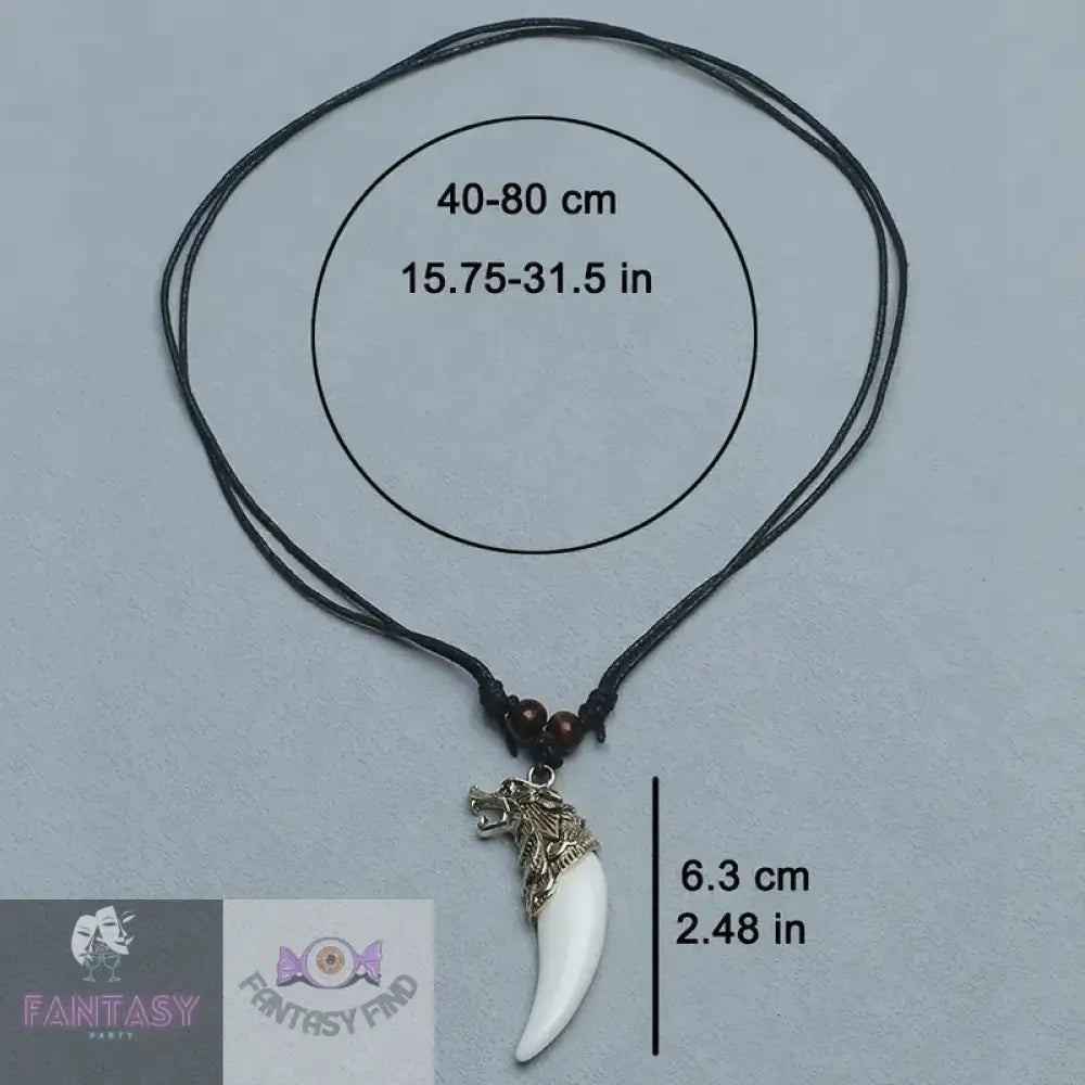 Wolf Head Pendant Necklace - Black Or White