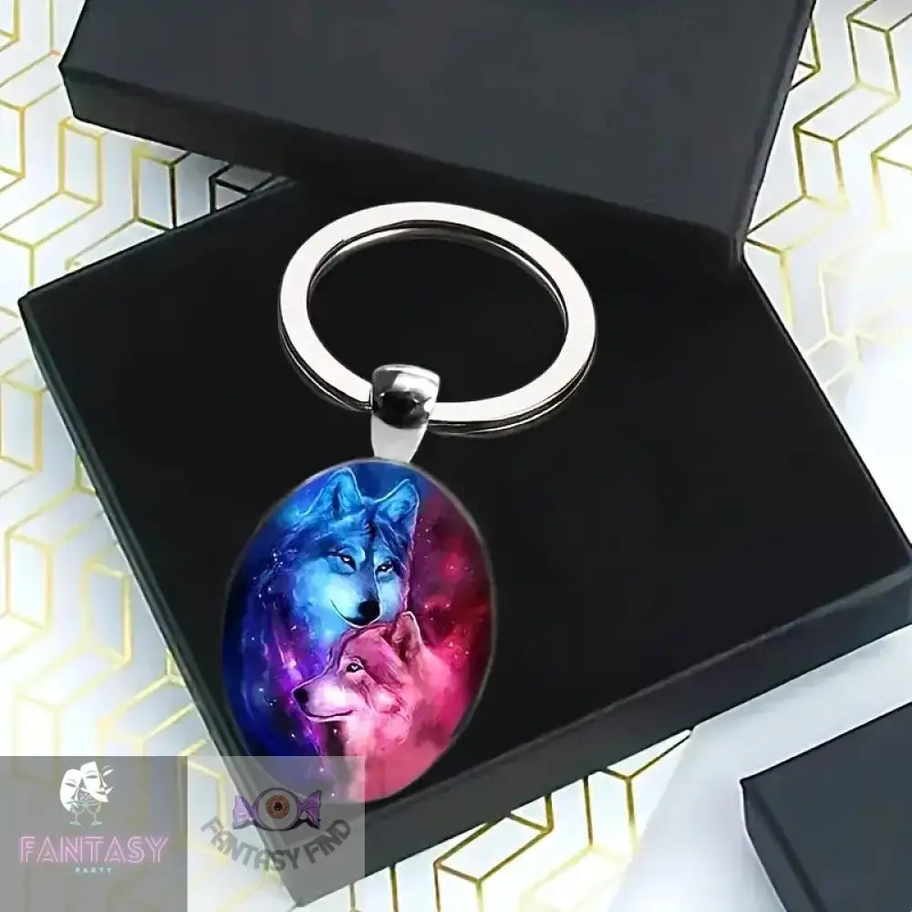 Wolf Oval Keychain