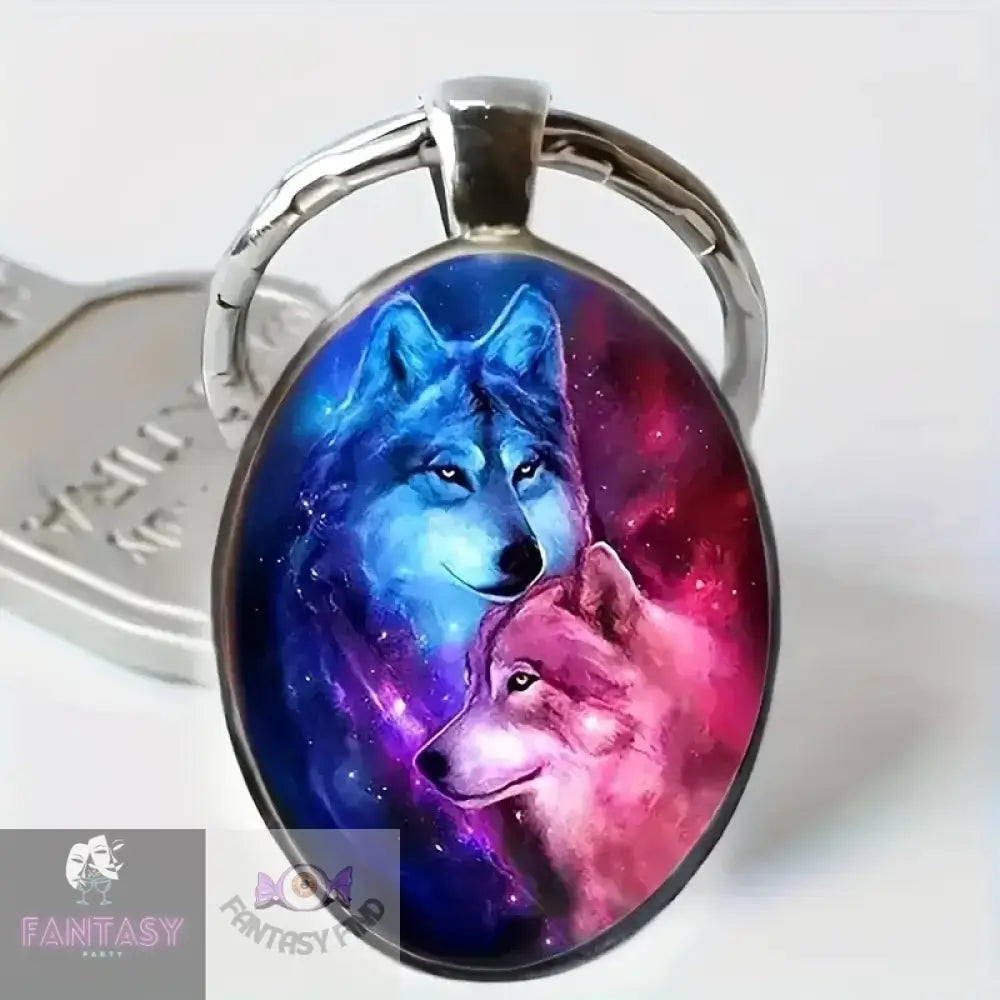 Wolf Oval Keychain