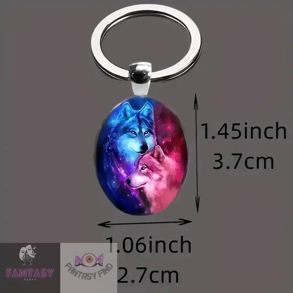 Wolf Oval Keychain