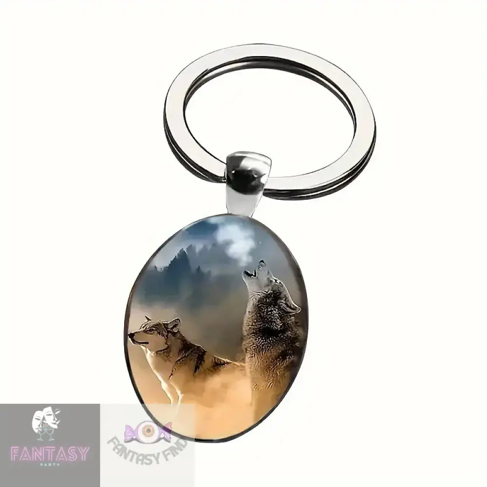 Wolf Pendant With Alloy Ring Keychain