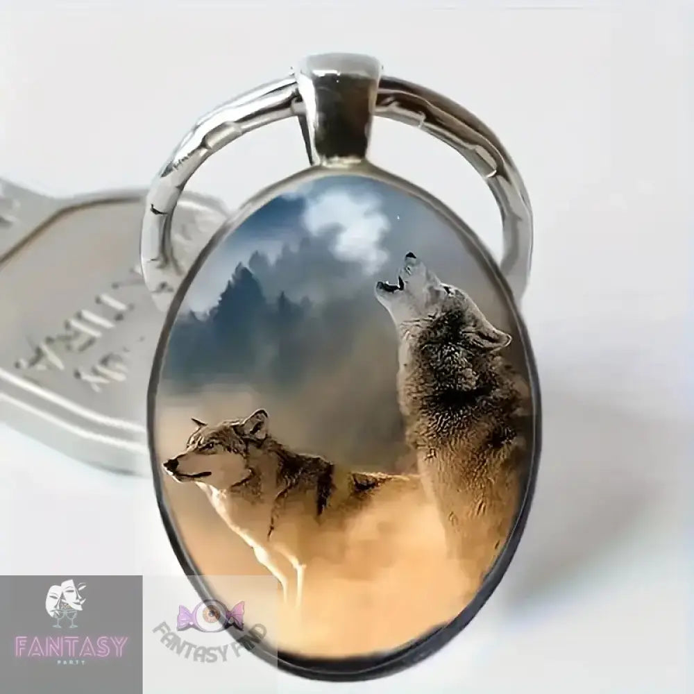 Wolf Pendant With Alloy Ring Keychain